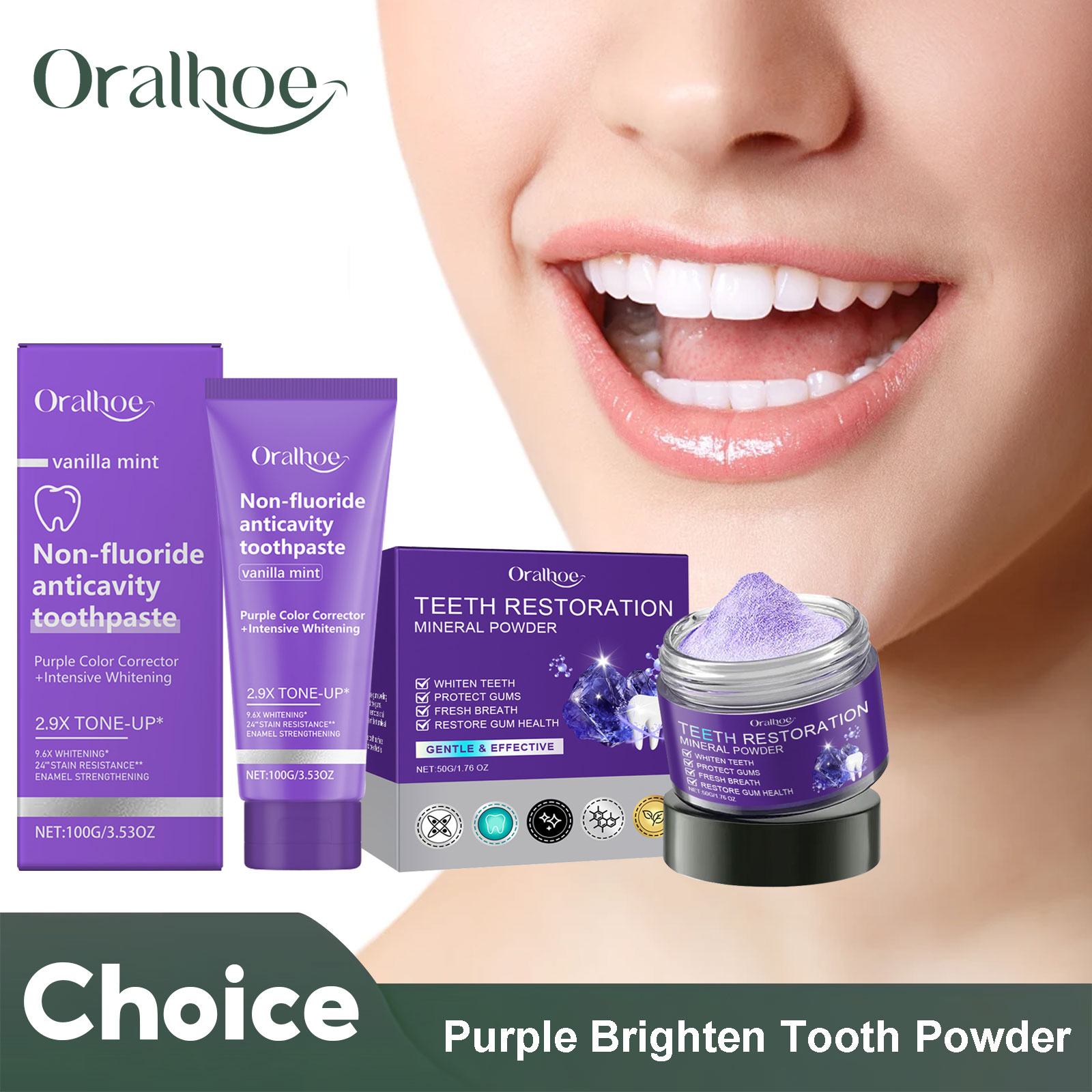 Teeth Whitening Powder - Bubuk Mineral restorasi gigi, pasta gigi