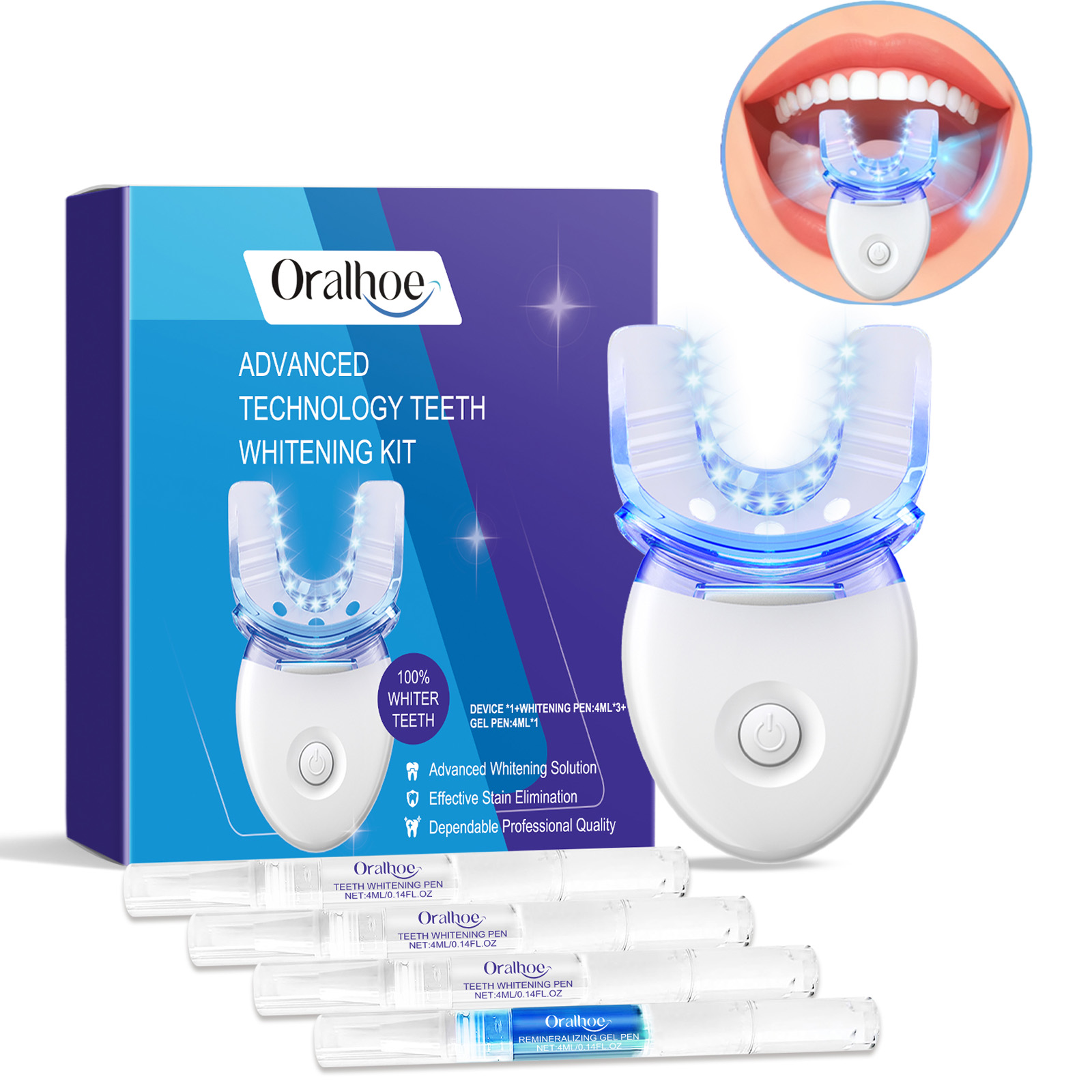 Teeth Whitening With Blue Light - Kit Lampu LED Pemutih Gigi Profesional