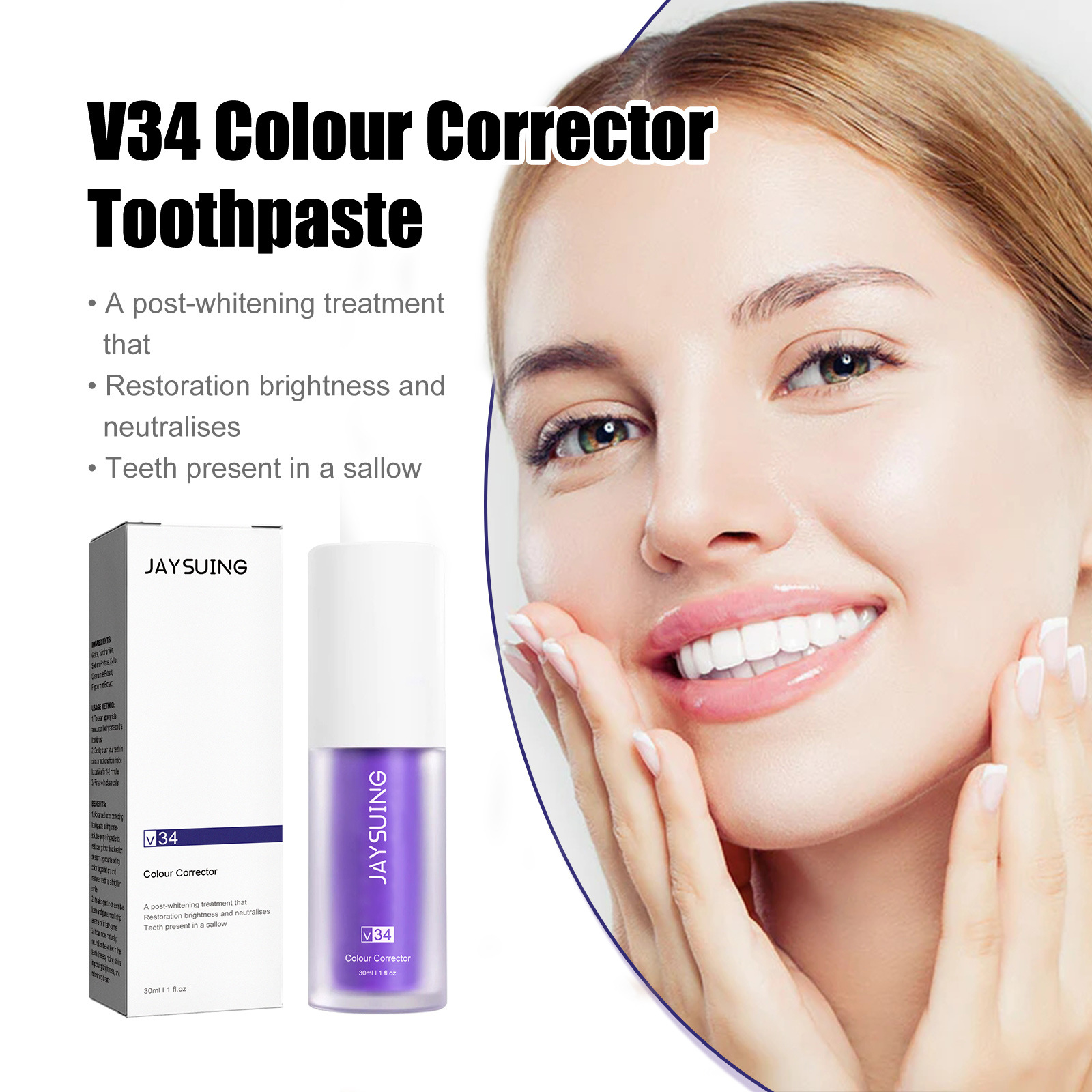 V34 pasta gigi pemutih ungu, a - Teeth Whitening Crest ulasan dan harga