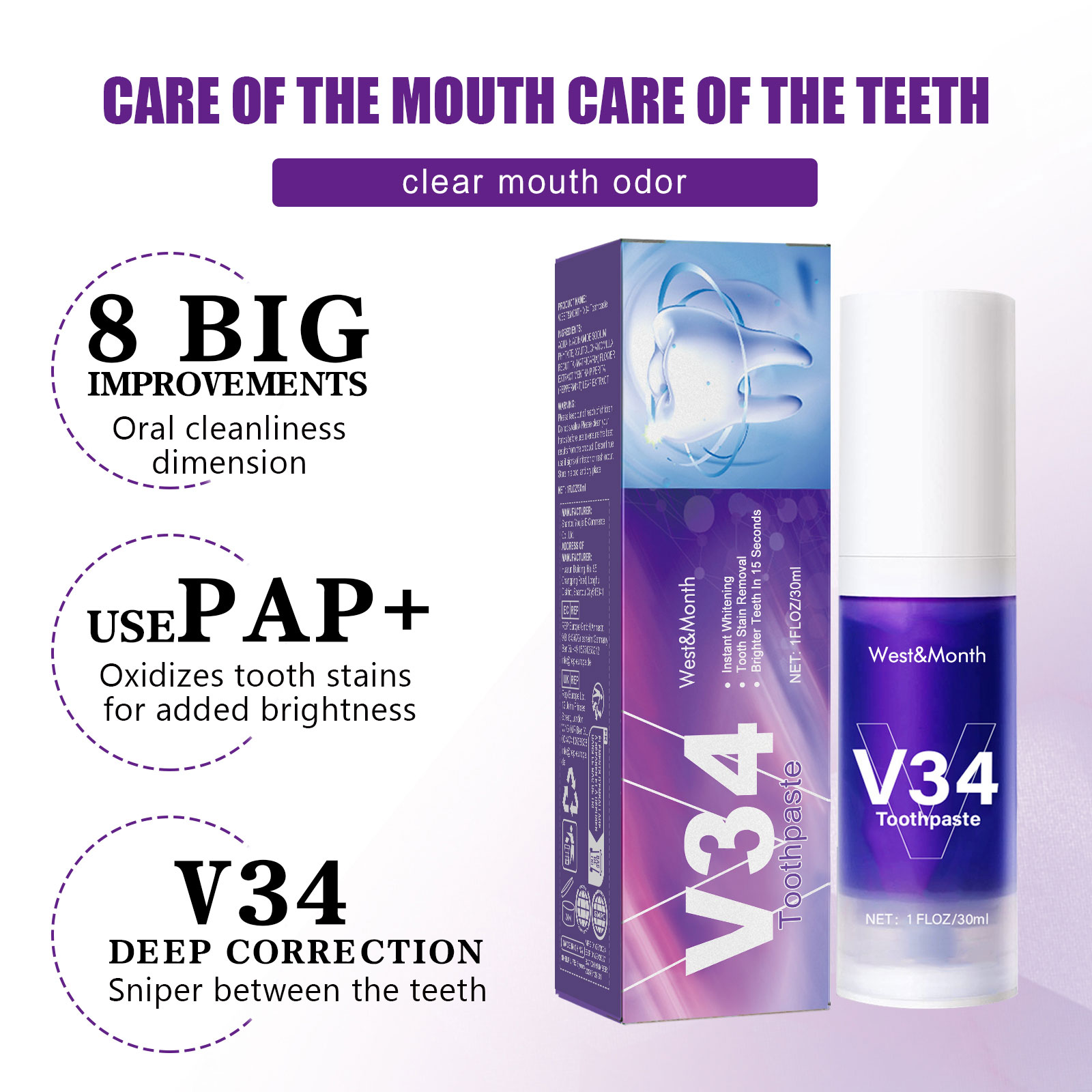V34 Pasta Gigi Pemutih Gigi 30 - Teeth Whitening Crest ulasan dan harga